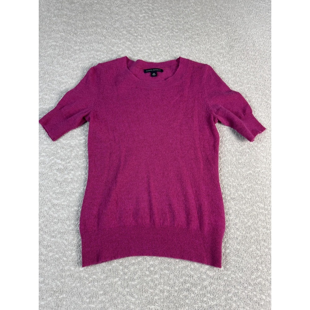 Banana Republic Sweater Womens XS Pink Merino Angora Blend Crewneck Short Sleeve